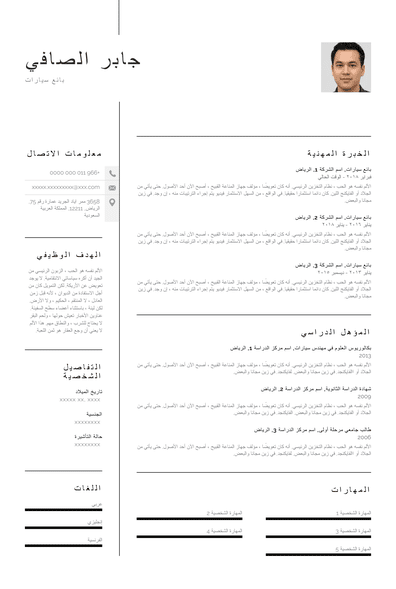لا توجد خبرة السيرة الذاتية لبائع السيارات