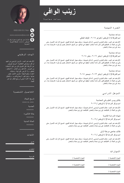 كتابة السيرة الذاتية مساعد محاسبة